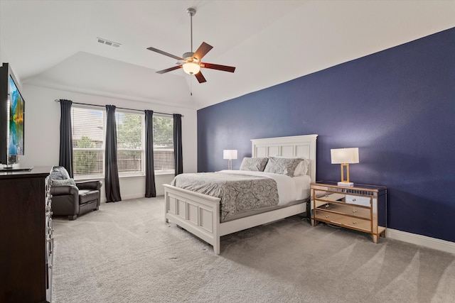 350 Lake Trail Ln, Prosper, TX 75078 - carpeted bedroom featuring vaulted ceiling, a ceiling fan, and baseboards