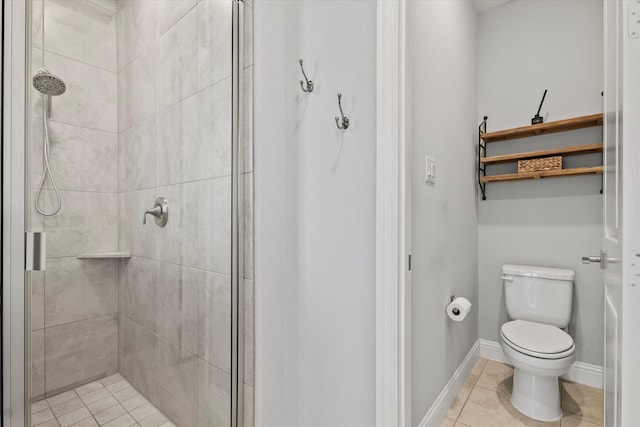350 Lake Trail Ln, Prosper, TX 75078 - bathroom featuring a shower stall, toilet, and tile patterned floors