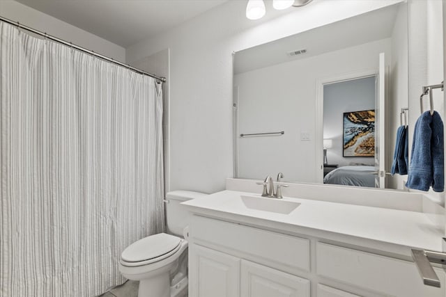 350 Lake Trail Ln, Prosper, TX 75078 - ensuite bathroom featuring vanity, toilet, and curtained shower