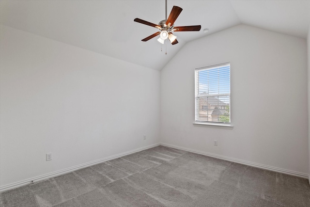350 Lake Trail Ln, Prosper, TX 75078 - carpeted empty room with ceiling fan, vaulted ceiling, and baseboards