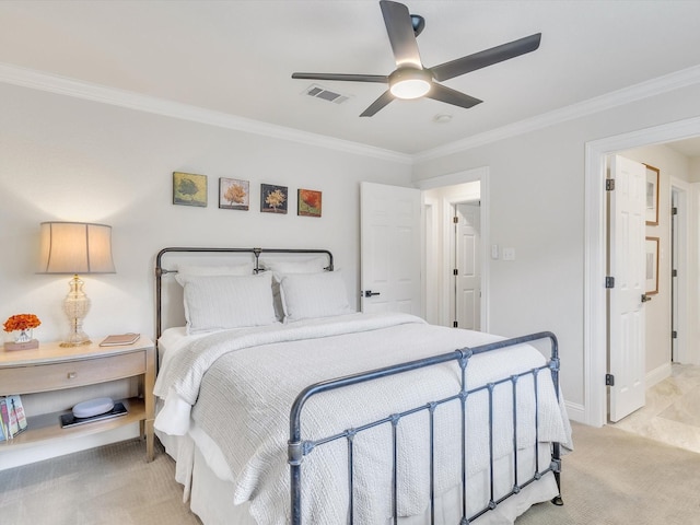 6321 Fershaw Pl, Fort Worth, TX 76116 - bedroom featuring ornamental molding, light carpet, baseboards, and ceiling fan