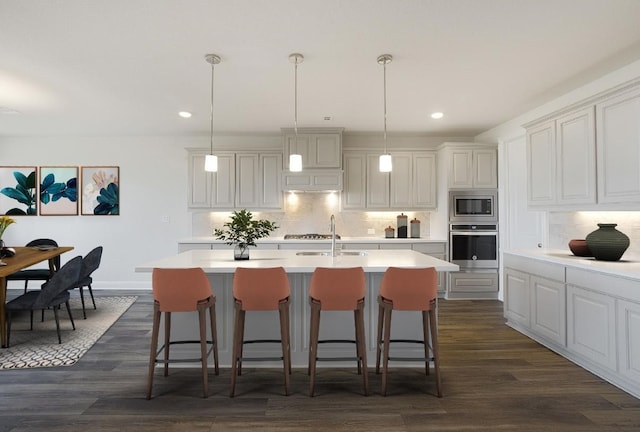 2804 Walker Way, Northlake, TX 76247 - kitchen with appliances with stainless steel finishes, a sink, recessed lighting, light countertops, and tasteful backsplash