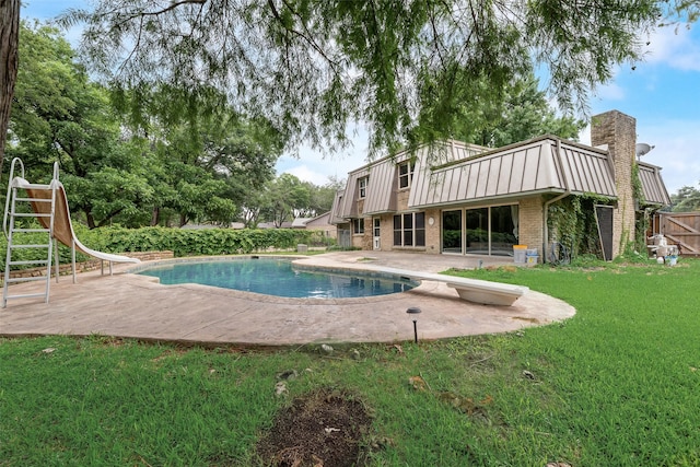 4 Waterview Pl, Richardson, TX 75080 - view of pool featuring a water slide, a patio area, and a diving board