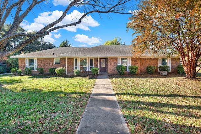 413 Shadowwood Trl, Ovilla, TX 75154 - ranch-style home with a front yard, brick siding, and a shingled roof