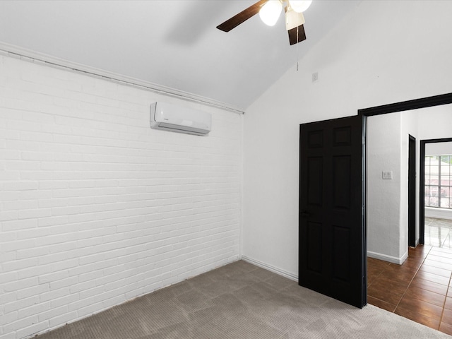 1640 Lemonwood Cir, Mesquite, TX 75149 - carpeted spare room featuring an AC wall unit, ceiling fan, and high vaulted ceiling