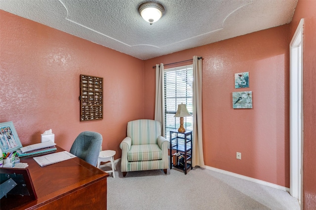 1001 Woodhaven Ct, Euless, TX 76039 - carpeted office with a textured ceiling, baseboards, and a textured wall