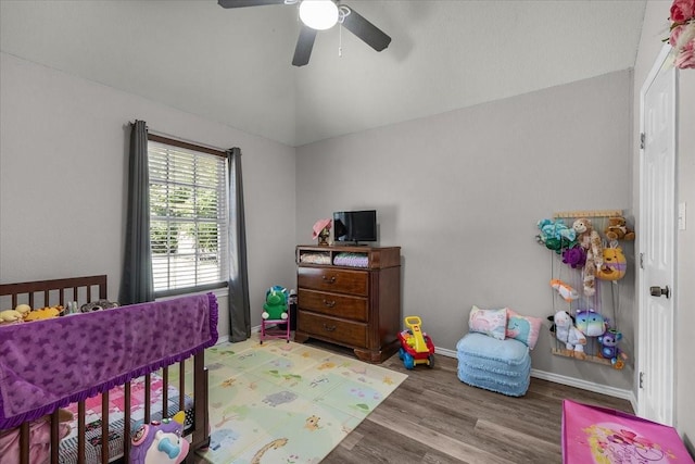 5212 Cross Timber Rd W, Cleburne, TX 76031 - bedroom featuring light wood finished floors, lofted ceiling, and a ceiling fan