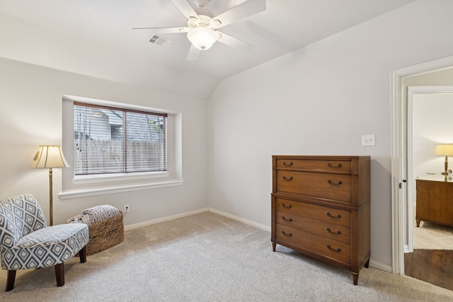 107 Barkley Dr, Hickory Creek, TX 75065 - sitting room with carpet floors, a ceiling fan, and vaulted ceiling