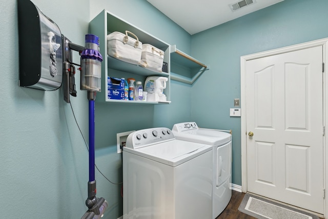 107 Barkley Dr, Hickory Creek, TX 75065 - washroom featuring washer and clothes dryer and dark wood finished floors