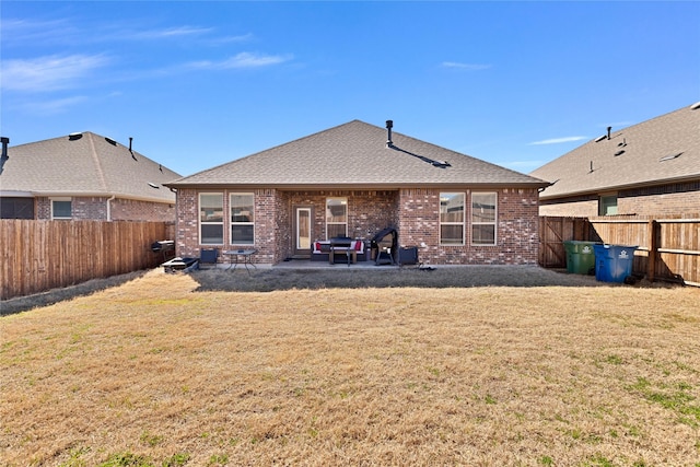 10407 Twisting Springs Dr, Aubrey, TX 76227 - rear view of property with brick siding, a patio, and a shingled roof