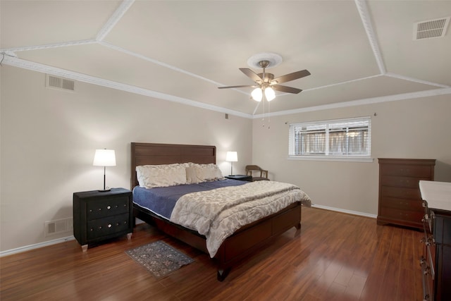 9718 Burney Dr, Dallas, TX 75243 - bedroom with baseboards, wood finished floors, ceiling fan, and ornamental molding
