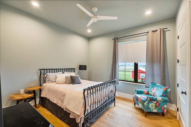 1234 Shelby Ln, Celina, TX 75009 - bedroom with wood-type flooring, recessed lighting, and ceiling fan