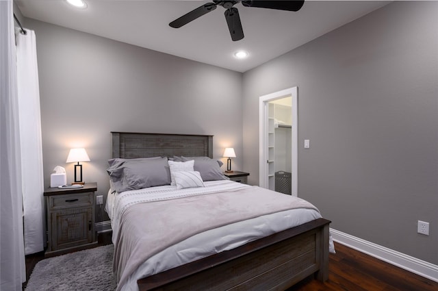 2113 Twin Creeks Cir, Pilot Point, TX 76258 - bedroom featuring baseboards, wood finished floors, recessed lighting, and a ceiling fan