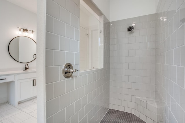 8235 Ottowa Rdg, Frisco, TX 75034 - bathroom featuring tiled shower and vanity