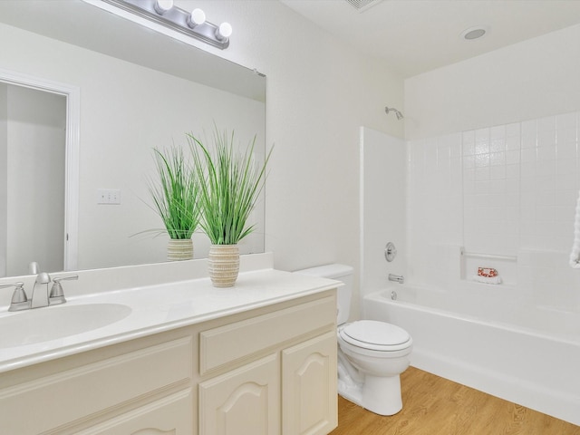 1536 Valley Creek Rd, Denton, TX 76205 - full bathroom with vanity, shower / tub combination, and wood finished floors