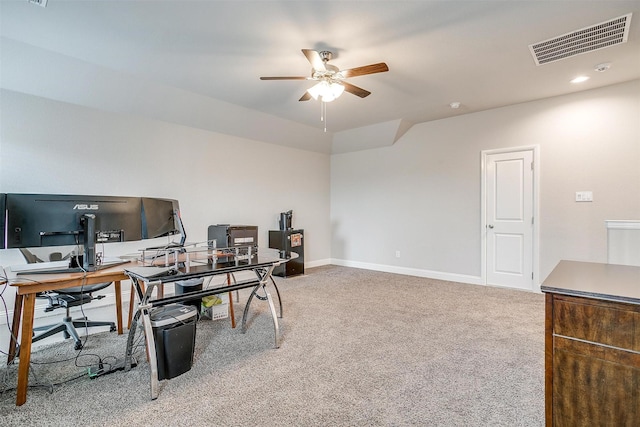 240 Gill Point Ln, Aledo, TX 76008 - office featuring light colored carpet, ceiling fan, and baseboards