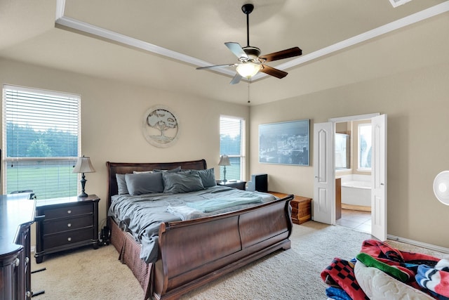3630 Billy Ray Rd, Midlothian, TX 76065 - bedroom with light carpet, ensuite bathroom, and ceiling fan