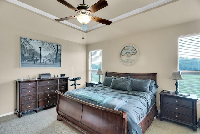 3630 Billy Ray Rd, Midlothian, TX 76065 - bedroom with light carpet, crown molding, baseboards, and ceiling fan