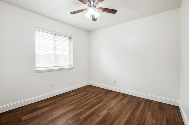 3113 E Park Blvd, Plano, TX 75074 - empty room with baseboards, dark wood-style floors, and a ceiling fan