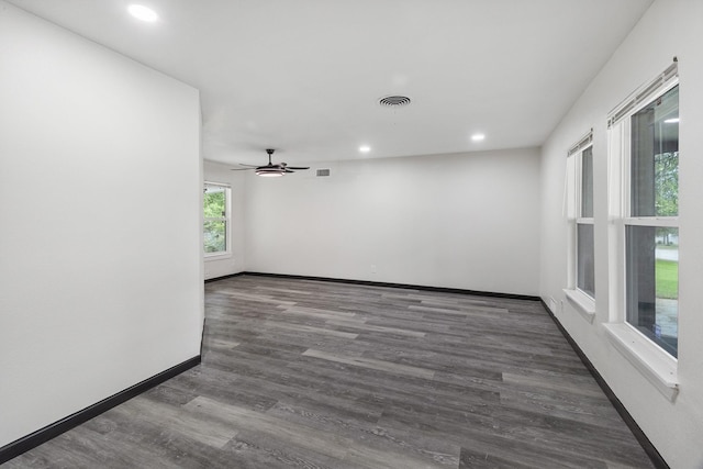 224 Brown Trl, Hurst, TX 76053 - unfurnished room with baseboards, wood finished floors, recessed lighting, and a ceiling fan