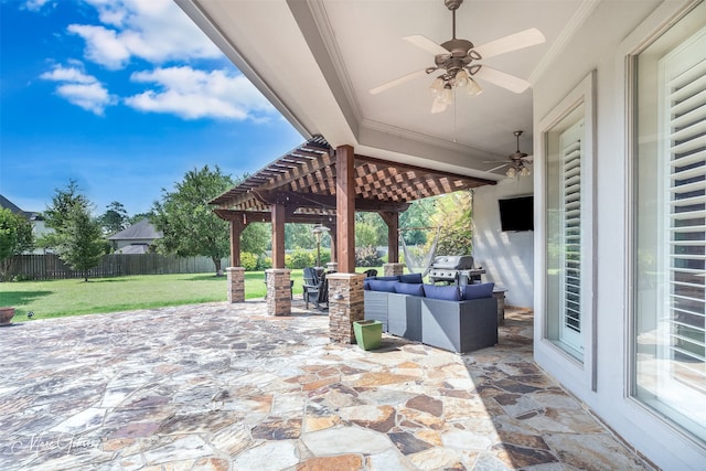 187 Waters Edge Dr, Shreveport, LA 71106 - view of patio / terrace featuring a ceiling fan, grilling area, and an outdoor hangout area