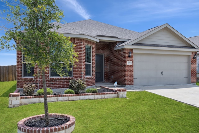 203 Lake Rdg, Princeton, TX 75407 - view of front of house with brick siding, a garage, concrete driveway, and roof with shingles