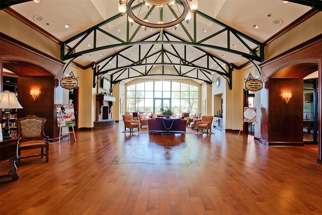 7812 Gulf Breeze Ln, Frisco, TX 75036 - lobby with high vaulted ceiling, crown molding, and recessed lighting