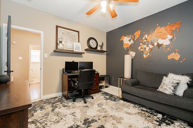796 Ridge Rd W, Rockwall, TX 75087 - office with a ceiling fan and baseboards