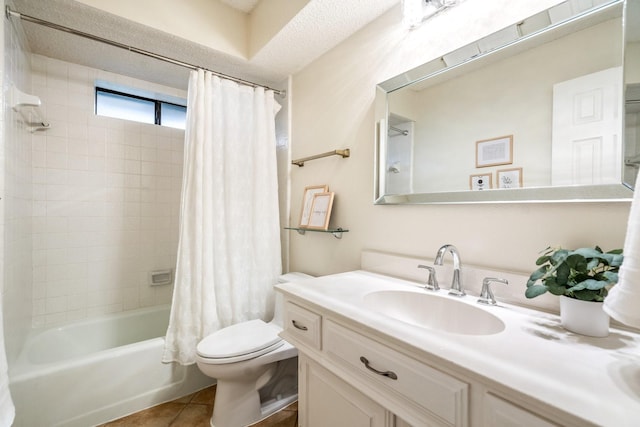 6737 Lake Shore Dr, Garland, TX 75044 - bathroom featuring vanity, shower / bath combination with curtain, and tile patterned flooring