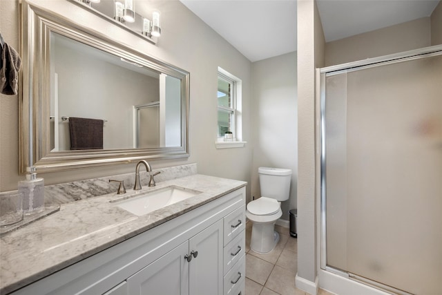 2144 County Road 4535, Whitewright, TX 75491 - bathroom featuring toilet, vanity, and a stall shower