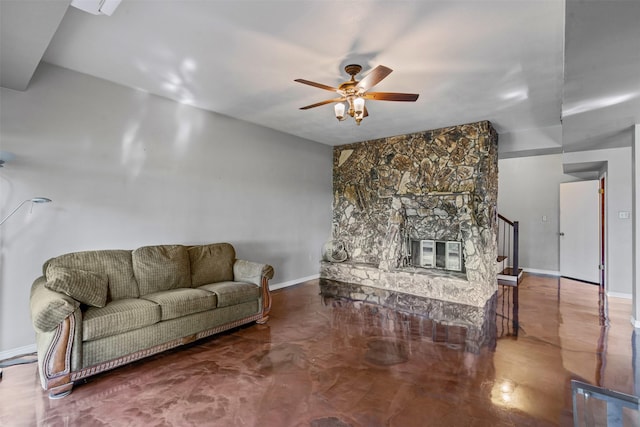 7317 E Fm 917, Alvarado, TX 76009 - living area featuring stairway, baseboards, and ceiling fan