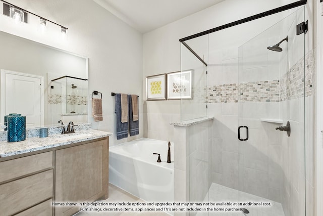 4421 Blue Mist Dr, Fort Worth, TX 76036 - full bath with a garden tub, a stall shower, and vanity