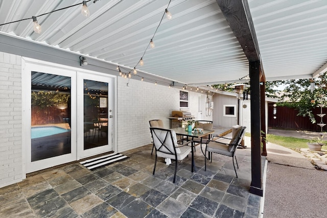 5405 Westhaven Dr, Fort Worth, TX 76132 - view of patio / terrace with outdoor dining space, grilling area, and french doors