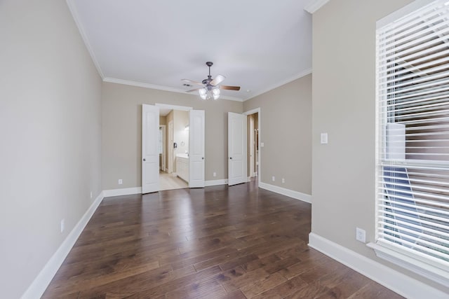 7605 Chief Spotted Tail Dr, Mckinney, TX 75070 - unfurnished room with crown molding, wood finished floors, baseboards, and ceiling fan