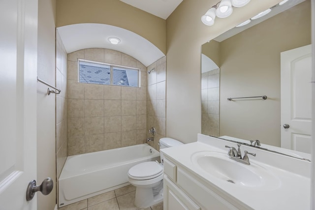 7605 Chief Spotted Tail Dr, Mckinney, TX 75070 - bathroom featuring toilet, vanity, tile patterned flooring, and shower / tub combination