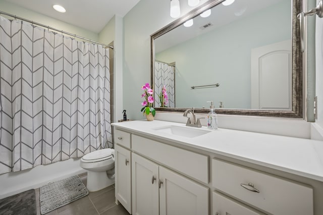 4213 Tallulah Dr, Plano, TX 75074 - bathroom featuring vanity, toilet, tile patterned floors, and shower / tub combo