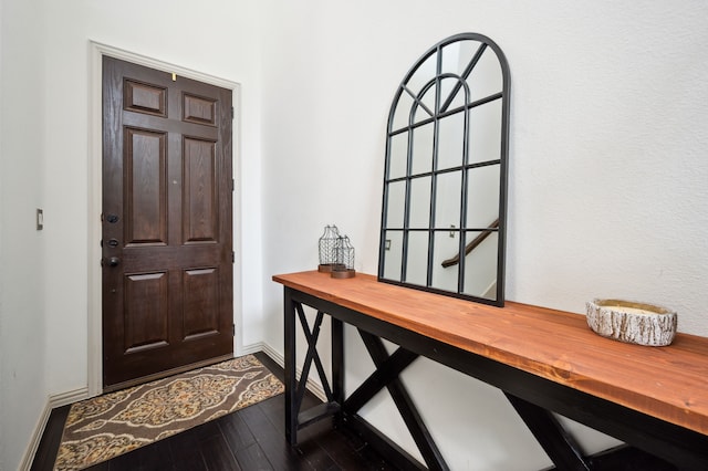 4213 Tallulah Dr, Plano, TX 75074 - entrance foyer with dark wood-style flooring and baseboards