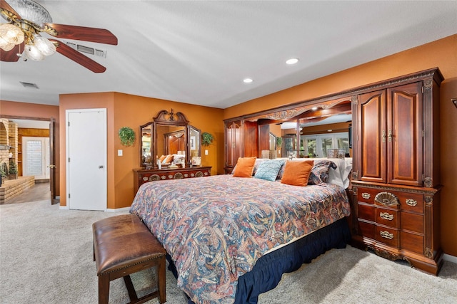 2514 Good Shepherd Dr, Brownwood, TX 76801 - bedroom featuring light carpet, recessed lighting, ceiling fan, and baseboards