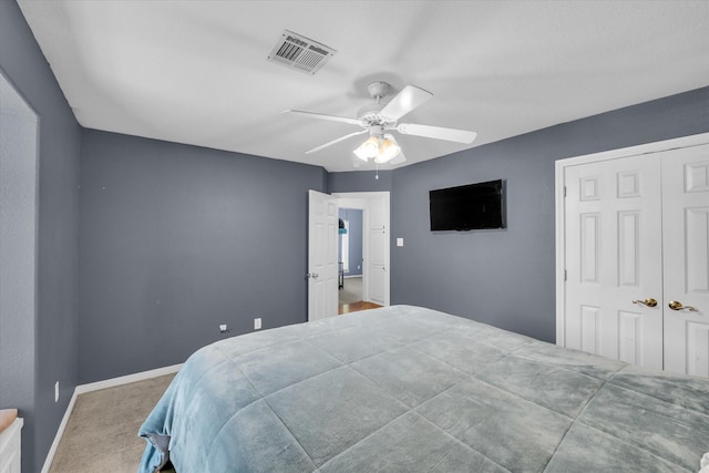 403 Gibraltar Ln, Lorena, TX 76655 - carpeted bedroom featuring a ceiling fan, a closet, and baseboards