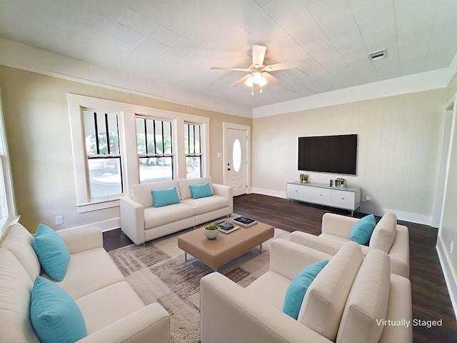 2107 Homan Ave, Waco, TX 76707 - living room with wood finished floors and a ceiling fan