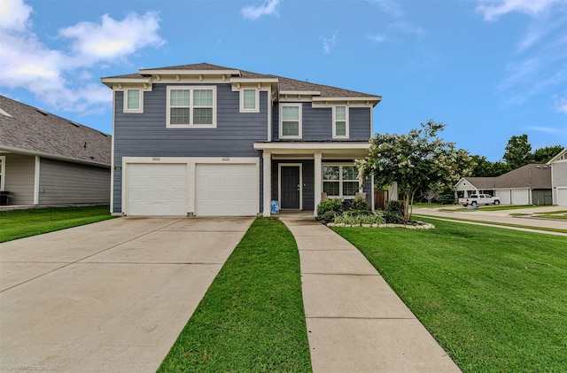 129 Clear Creek Ln, Terrell, TX 75160 - traditional-style house with a front yard, a garage, concrete driveway, and a shingled roof