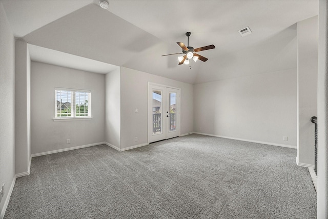 946 Mangrove Dr, Fate, TX 75087 - carpeted empty room with ceiling fan, baseboards, and lofted ceiling