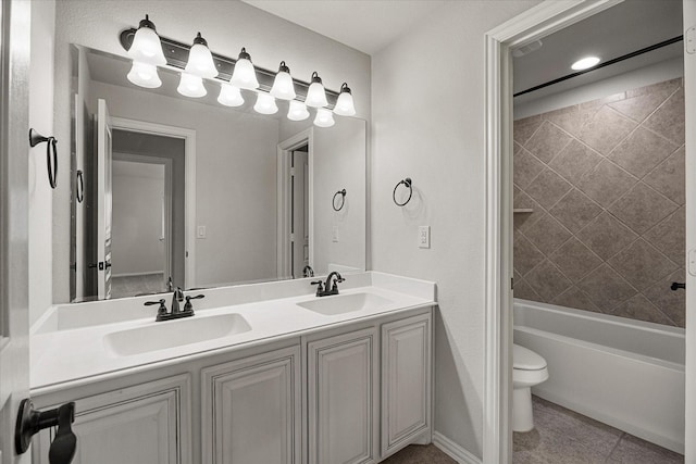 946 Mangrove Dr, Fate, TX 75087 - bathroom with toilet, double vanity, and washtub / shower combination