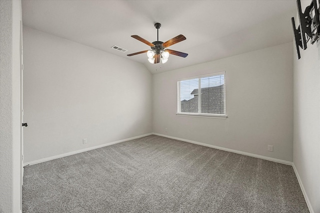 946 Mangrove Dr, Fate, TX 75087 - spare room with ceiling fan, carpet, baseboards, and lofted ceiling