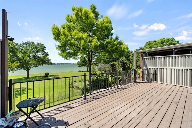 5556 Canada Ct, Rockwall, TX 75032 - deck with a water view and a yard