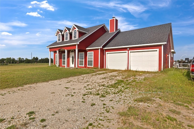 1650 Fm 36 S, Caddo Mills, TX 75135 - view of front of home featuring driveway, a garage, a chimney, and a front lawn
