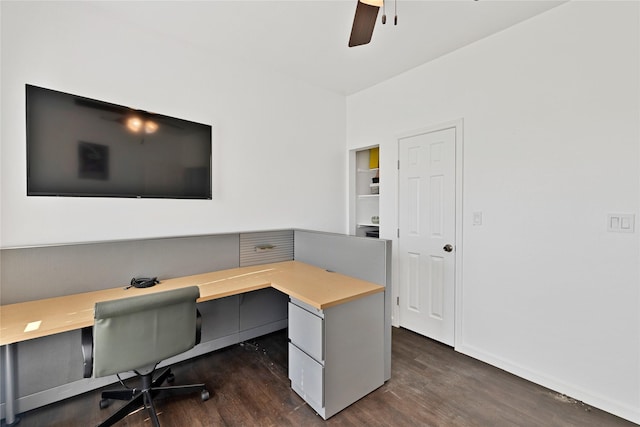 1650 Fm 36 S, Caddo Mills, TX 75135 - office area with dark wood-type flooring, a ceiling fan, and baseboards