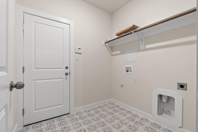 301 Kalura Way, Tool, TX 75143 - washroom with electric dryer hookup, hookup for a washing machine, baseboards, and gas dryer hookup
