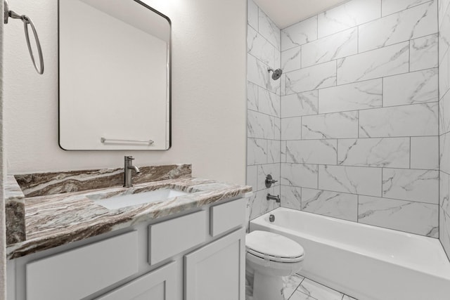 301 Kalura Way, Tool, TX 75143 - full bath with marble finish floors, toilet, vanity, and washtub / shower combination