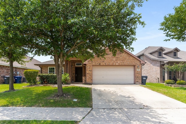 3521 Timber Ridge Trl, Mckinney, TX 75071 - view of front facade featuring a garage, brick siding, a front yard, and driveway